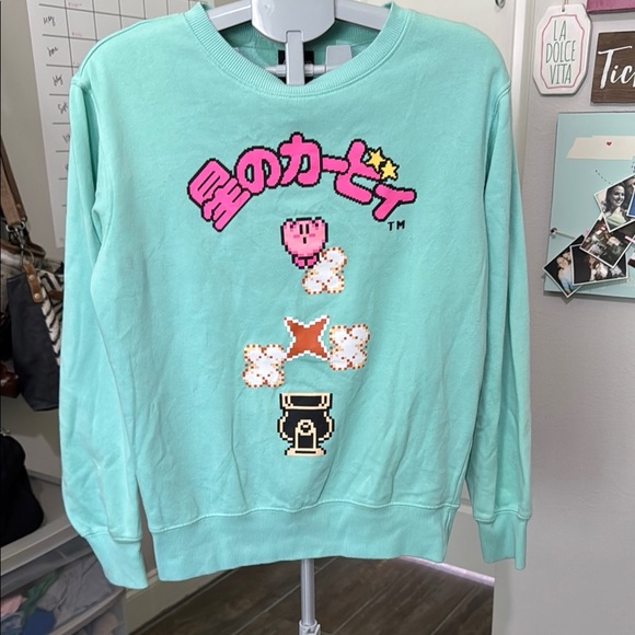 Kirby Graphic vintage Women's Crew Neck Sweater - Light Green - Picture 1 of 8